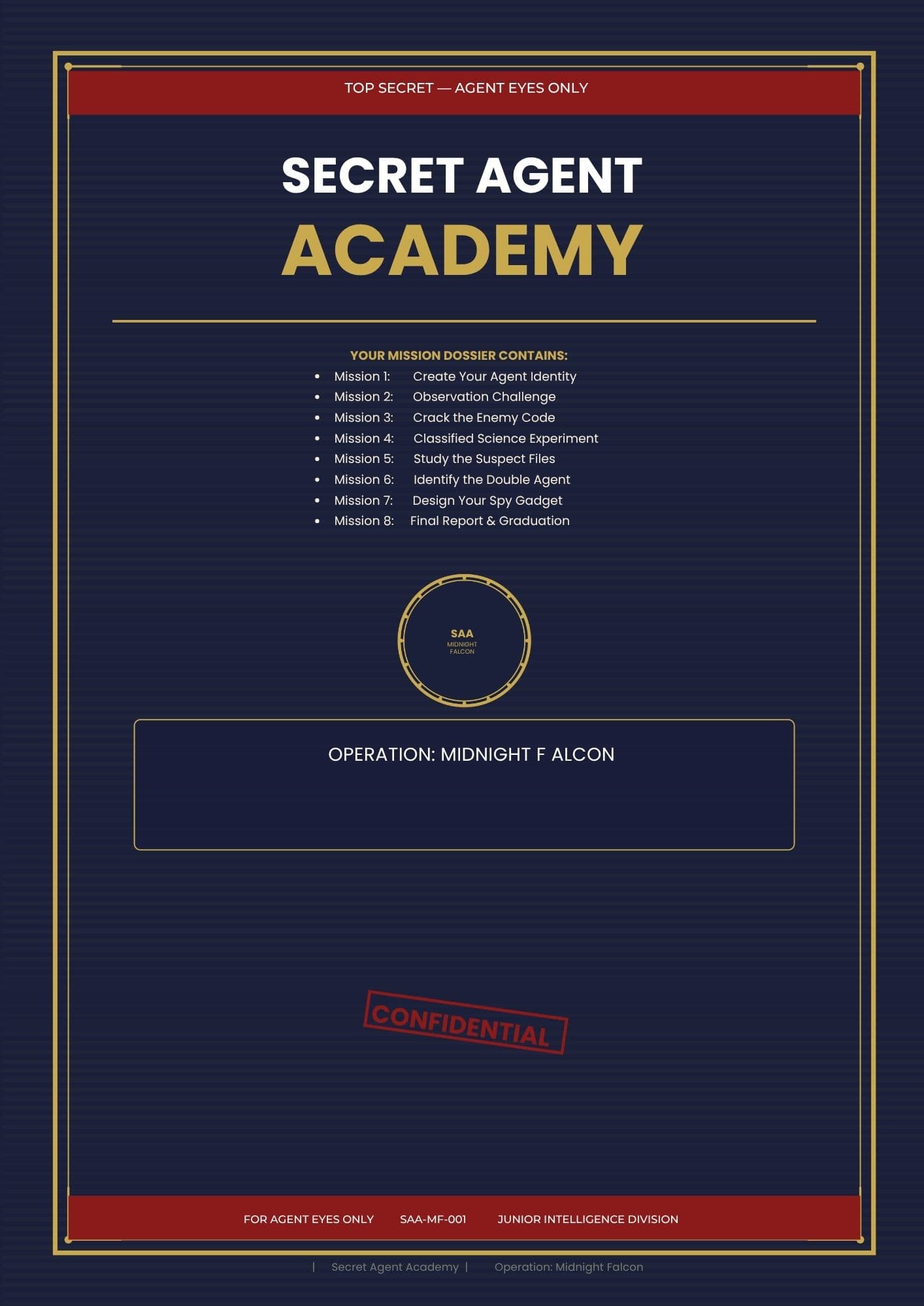 Secret Agent Academy premium workbook cover